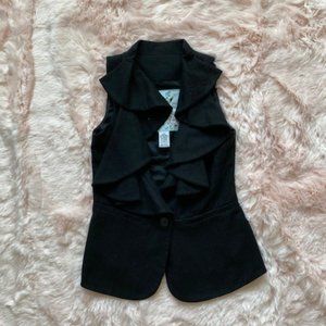 NWT Anthropologie Tabitha Black Ruffle Vest 0